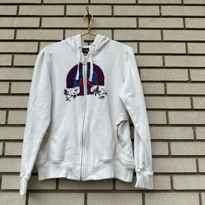 The North Face White Floral Embroidered Full Zip Hoodie L Rare Vintage 2010